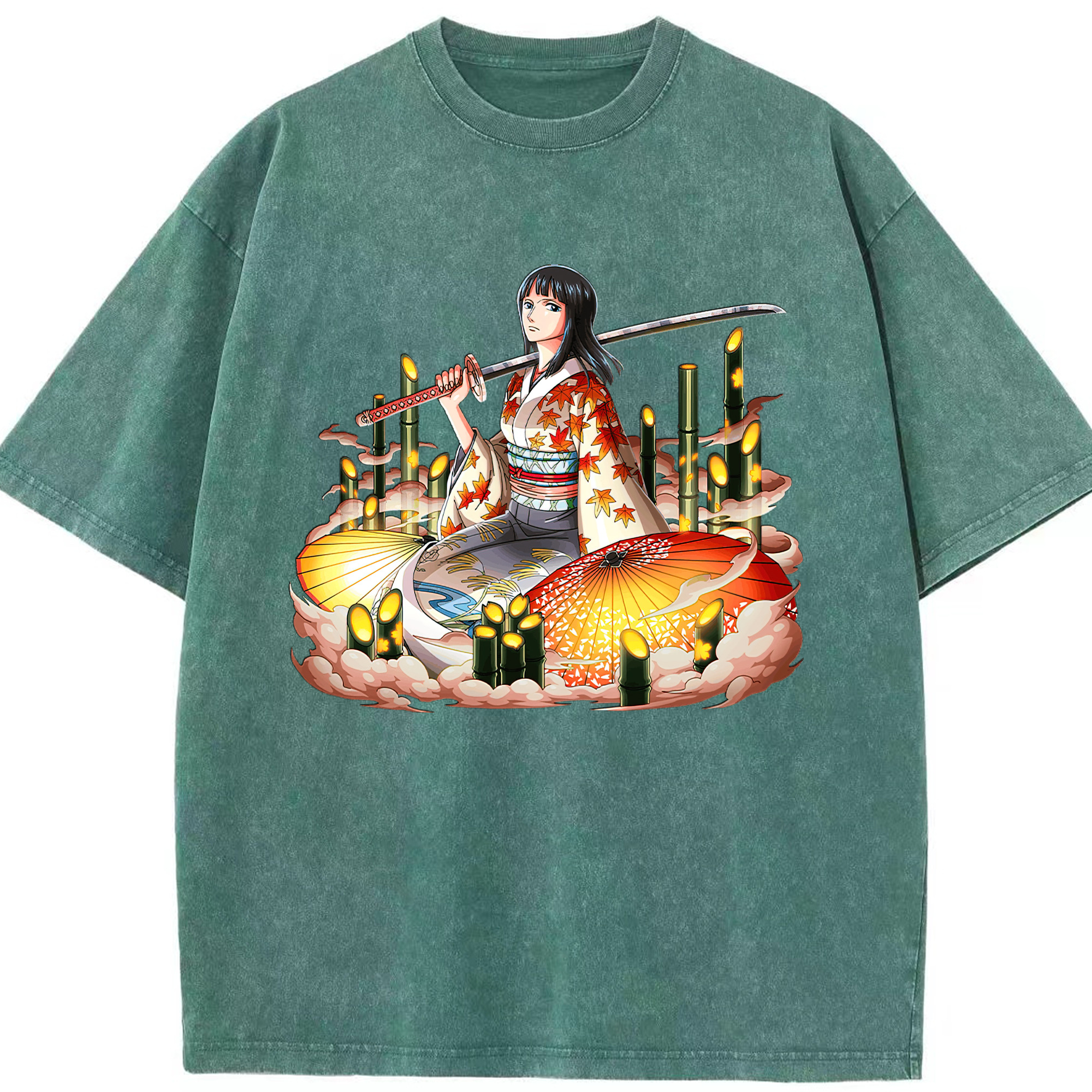 ワンピース ニコ・ロビン ONE PIECE Nico Robin 綿100% ヴィンテージ風 半袖Tシャツ（フロントプリント）